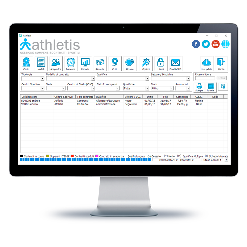 Monitor con schermata principale di Athletis desktop