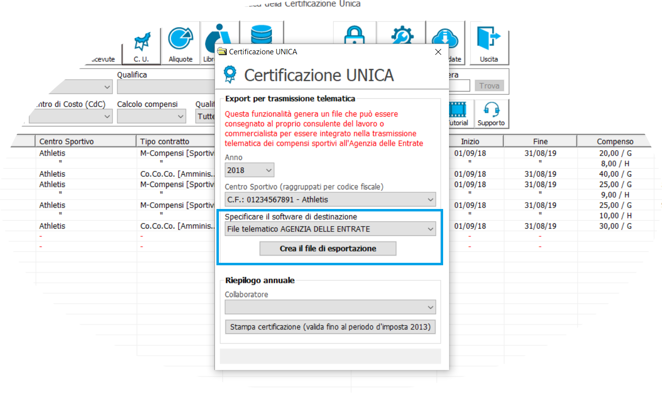 Esempio di estrapolazione file telematico